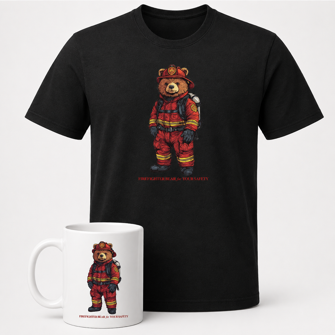 The Firefighter Bear Bundle - Tshirt + Tasse